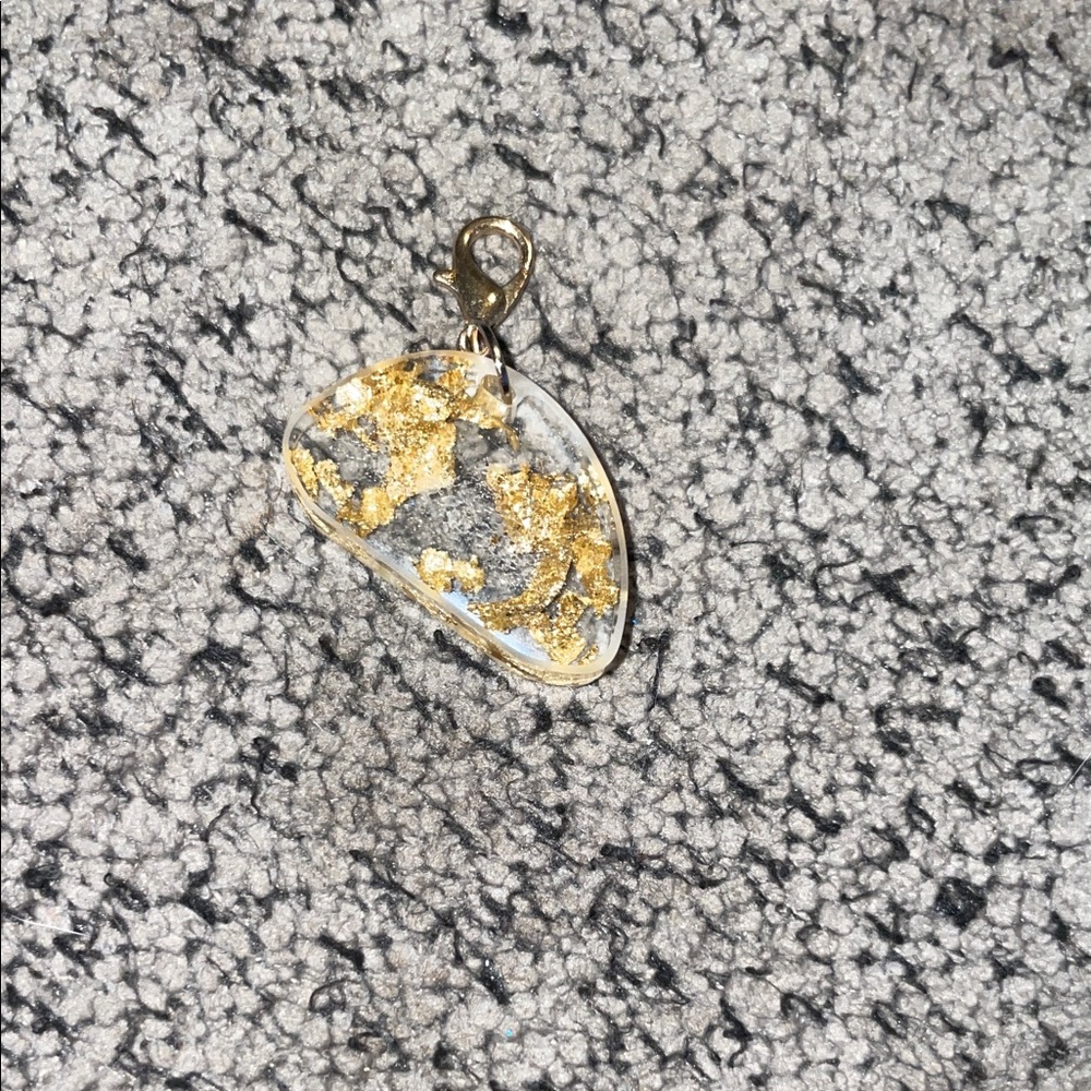 Gold Foil Clear Resin Pendant Charm - Women Jewelry